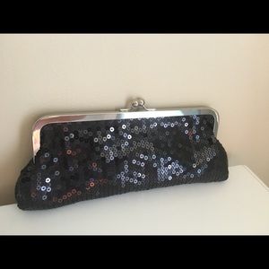 Loft Black Sequin Clutch